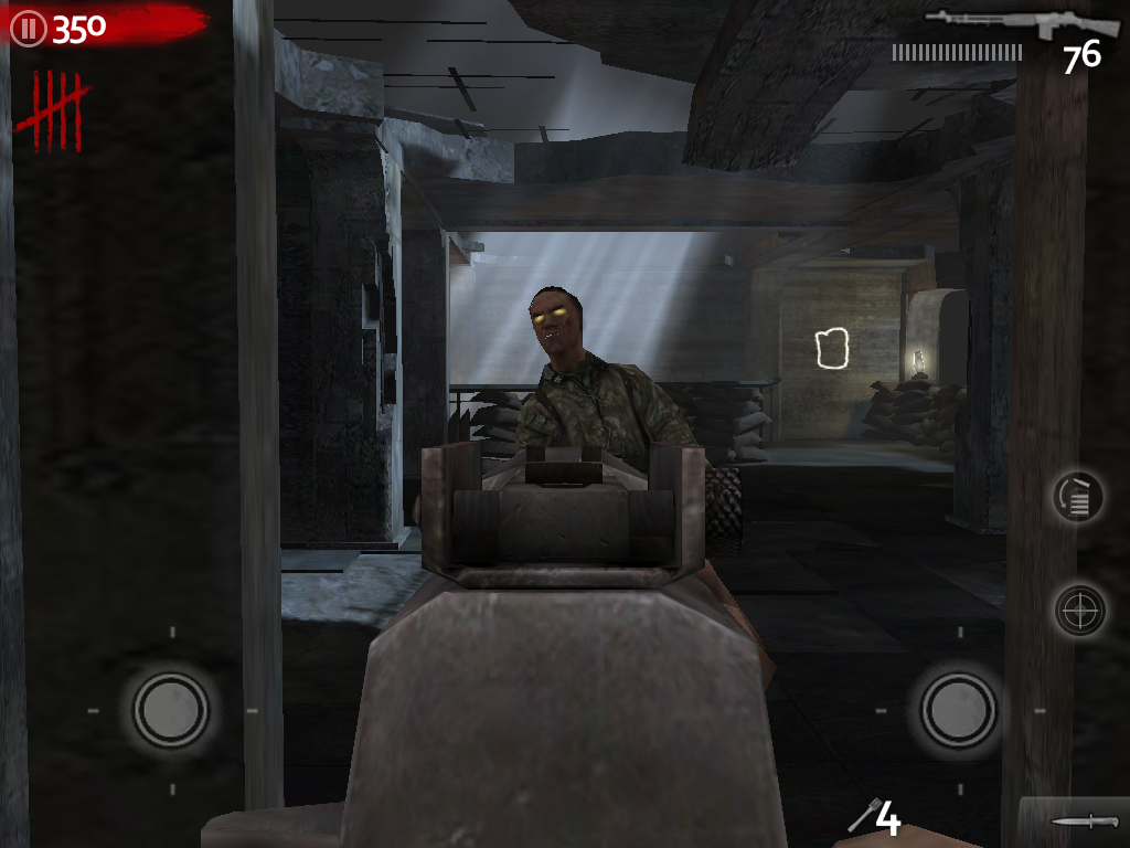 Call of Duty: World at War - Zombies (iPad) screenshot: Not long till they find their way upstairs