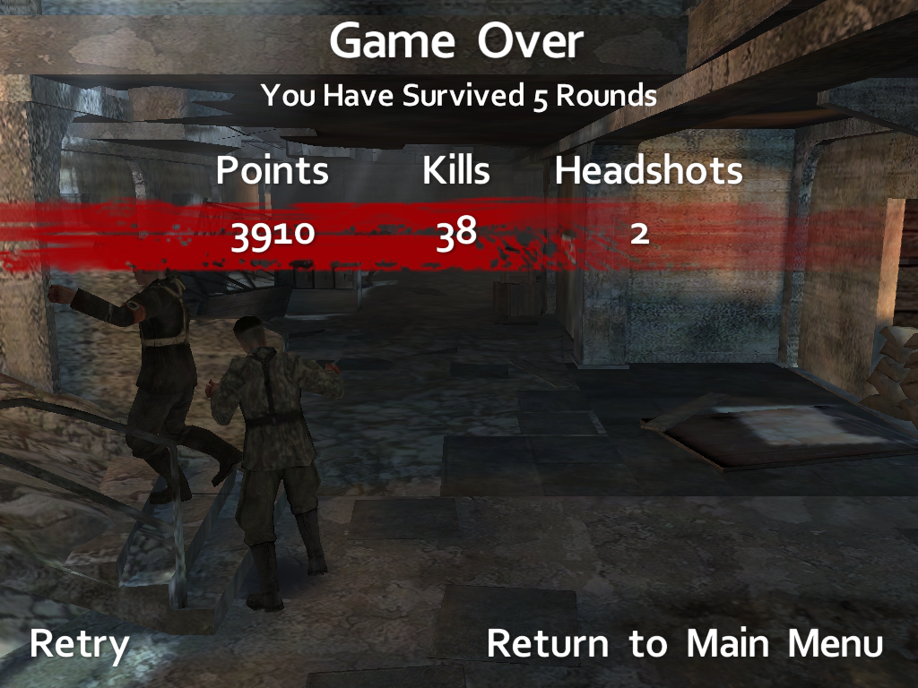 Call of Duty: World at War - Zombies (iPad) screenshot: Game Over