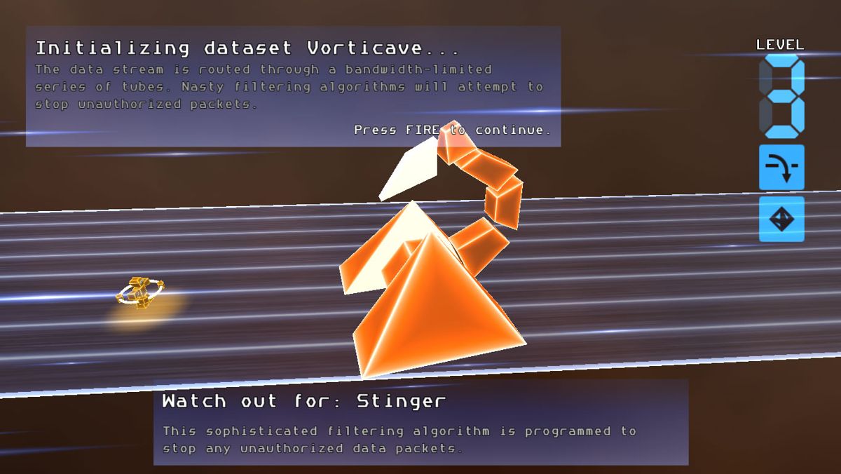 Data Jammers: FastForward (Windows) screenshot: A new opponent is introduced.