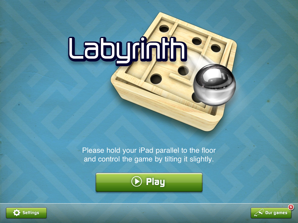 Labyrinth (iPad) screenshot: Main Menu