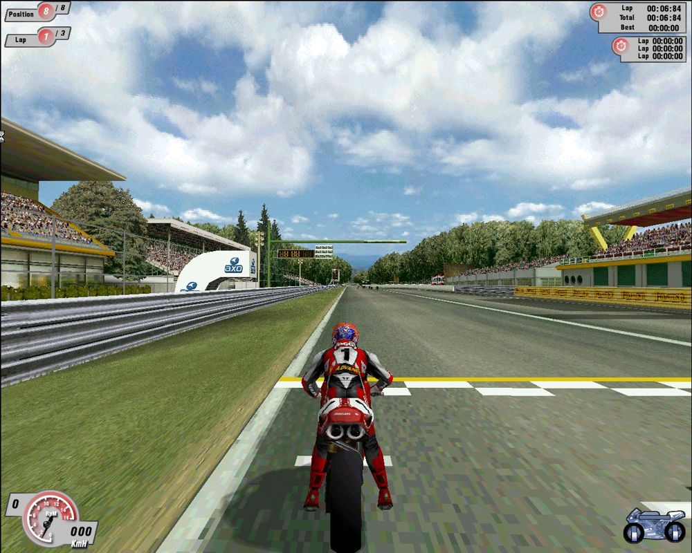 Superbike 2000 (Windows) screenshot: Be warned - the AI opponents are quick off the mark so if, like this player, your fingers aren't on the keys ready for the start you'll be left standing