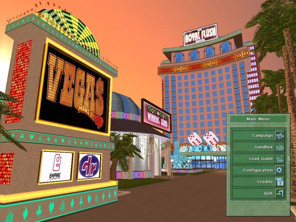 Vegas Tycoon (Windows) screenshot: The menu screen