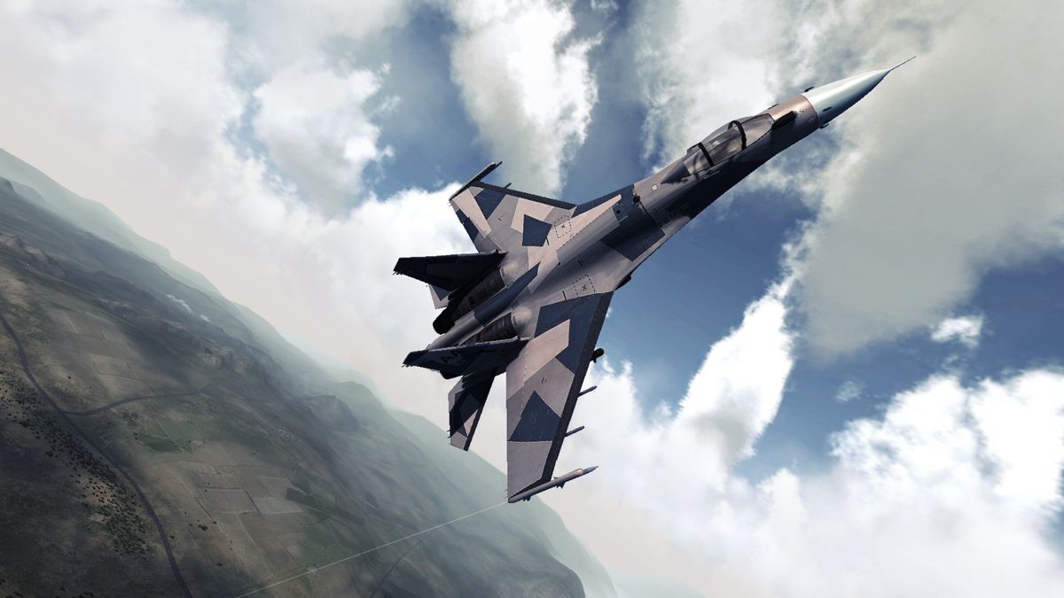 JASF: Jane's Advanced Strike Fighters (Xbox 360) screenshot: Su-35BM Super Flanker shows is dazzle camouflage