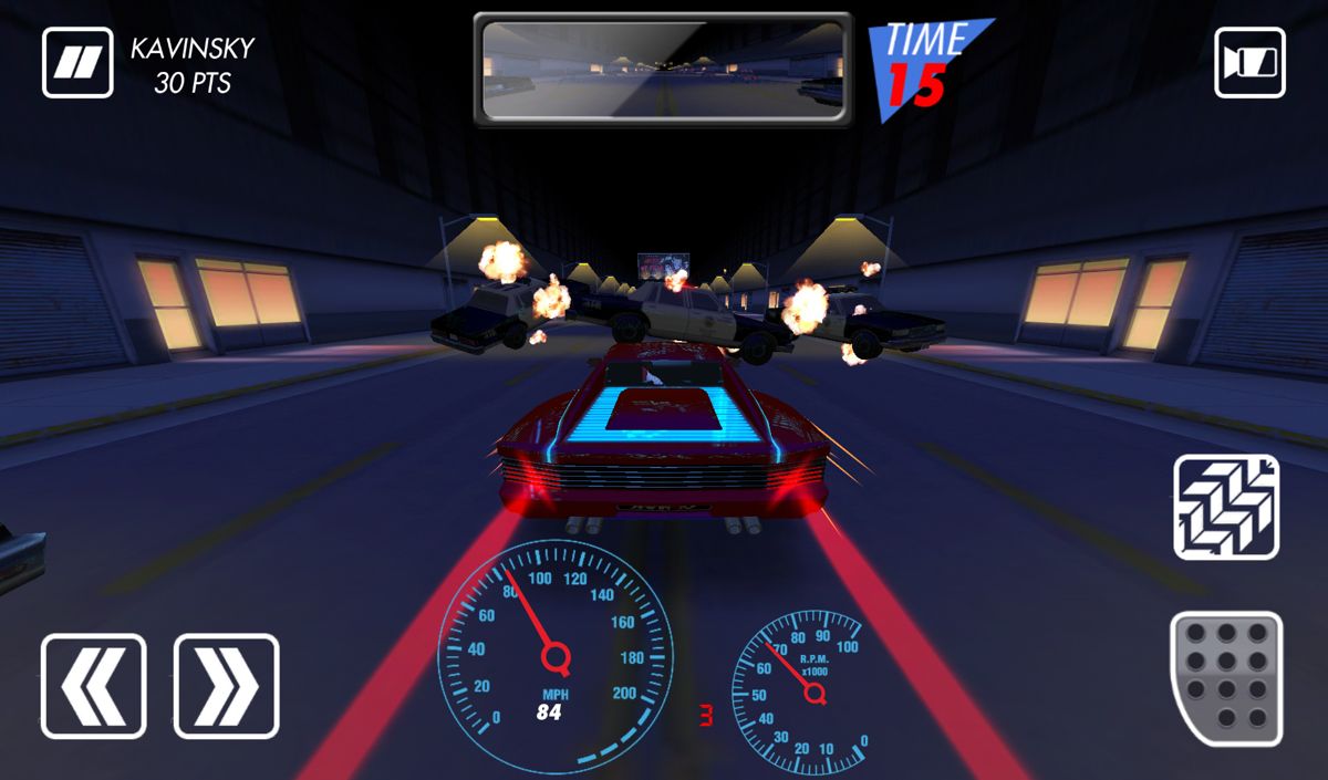 Kavinsky (Android) screenshot: Driving through a police barrier.