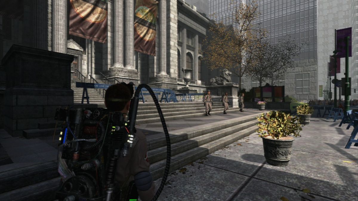 Ghostbusters: The Video Game (PlayStation 3) screenshot: Arriving at the old library, the next point of interest.