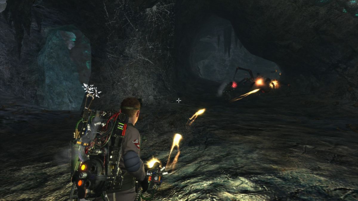 Ghostbusters: The Video Game (PlayStation 3) screenshot: Boss battle against the spider witch can be tricky as she can heal herself.