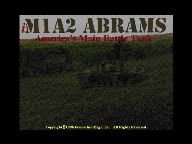 iM1A2 Abrams (Windows) screenshot: The game's title screen. After loading the game plays a brief video sequence of tanks moving around before progressing to the main menu.