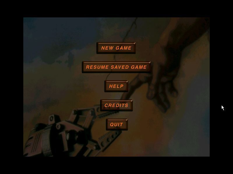 Connections (Windows) screenshot: The game's main menu. This is displayed at the start of every . It is followed by a screen giving the player the choice to play as male or female.