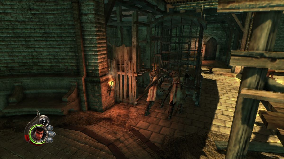 The Cursed Crusade (PlayStation 3) screenshot: You can move various carts that are blocking your advancement.