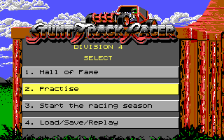 Stunt Track Racer (DOS) screenshot: Main Menu