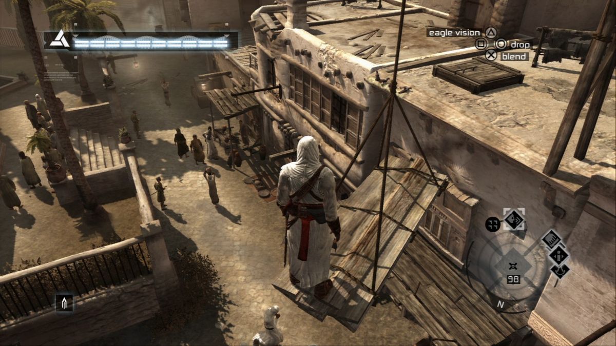 Assassin's Creed (PlayStation 3) screenshot: While normal folk walk the streets, you'll be walking on the rooftops.