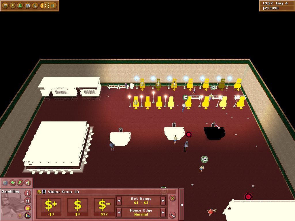 Vegas Tycoon (Windows) screenshot: This is the casino viewed through the maintenance filter