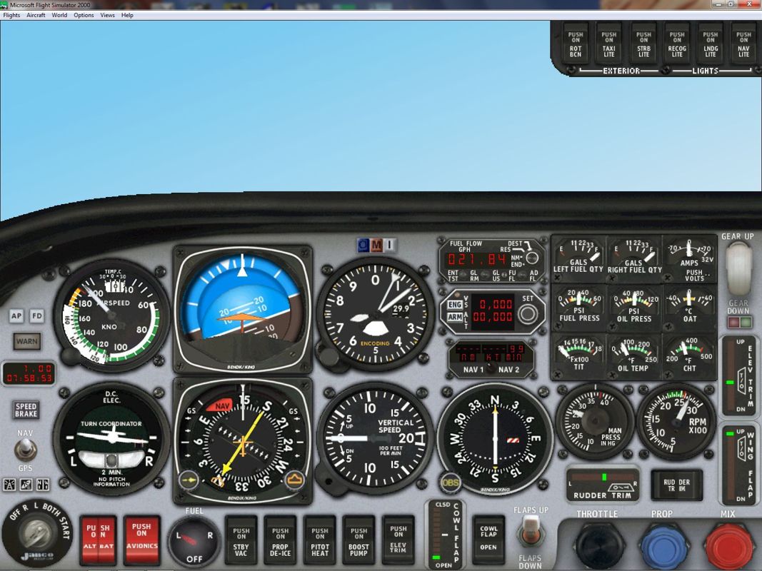 Microsoft Flight Simulator 2000: Professional Edition (Windows) screenshot: The Mooney Bravo's instrument panel