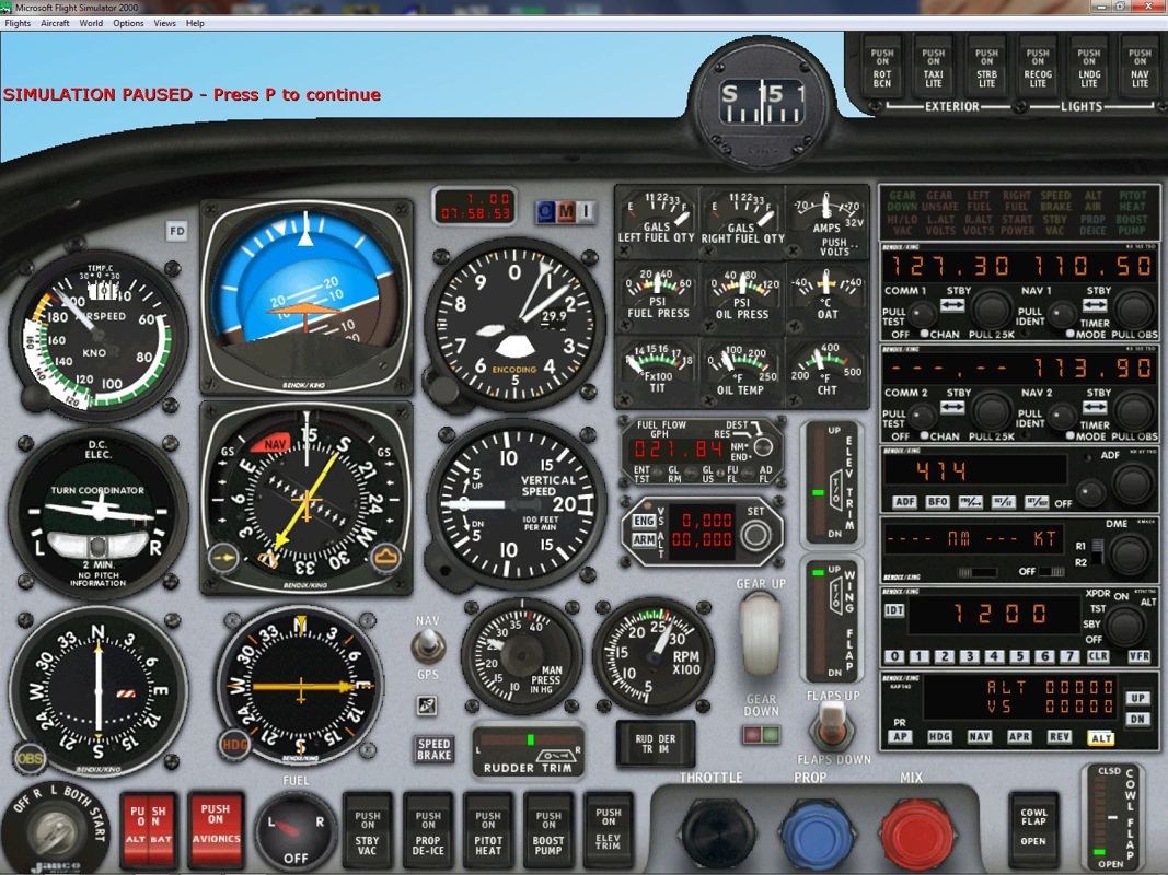 Microsoft Flight Simulator 2000: Professional Edition (Windows) screenshot: This is the Mooney Bravo enhanced Instrument Flight Rules (IFR) panel