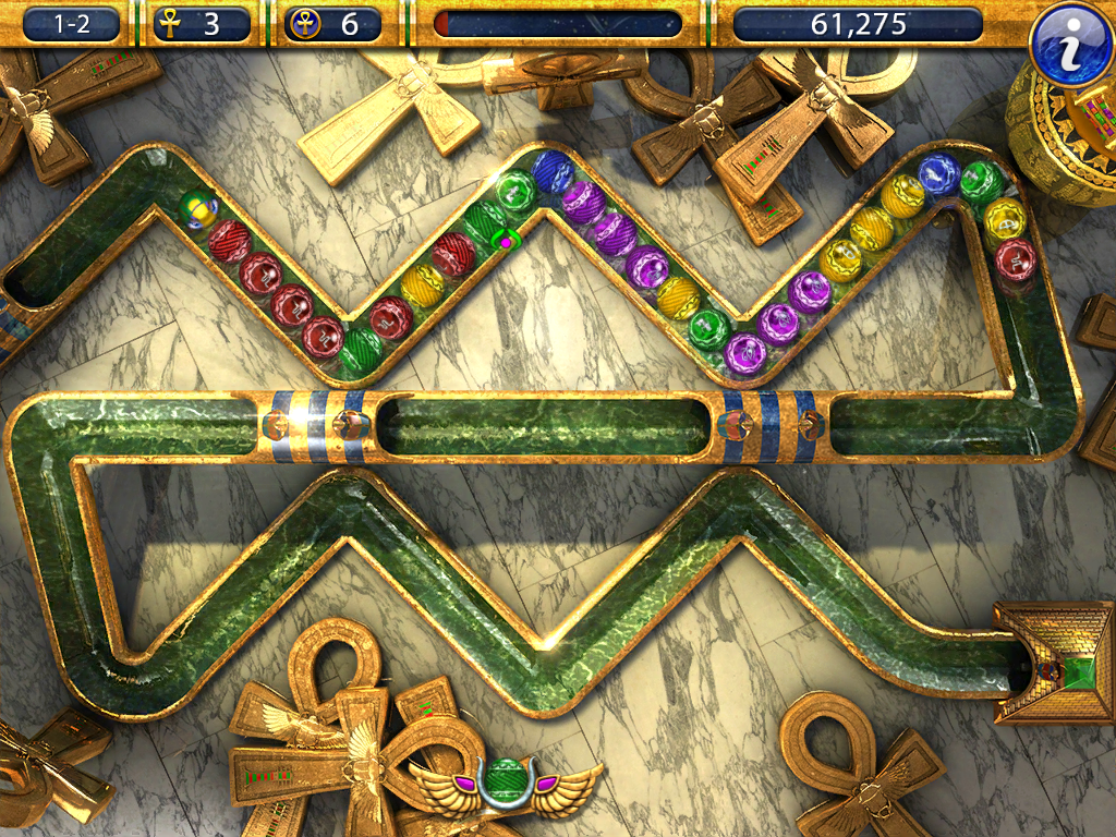 Luxor 2 (iPad) screenshot: Ankhs for the Memories Level in action