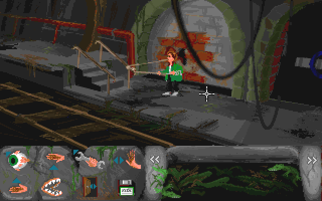 Escape from Delirium (DOS) screenshot: Some neat adventure tricks are used in this point-and-click adventure game as well.