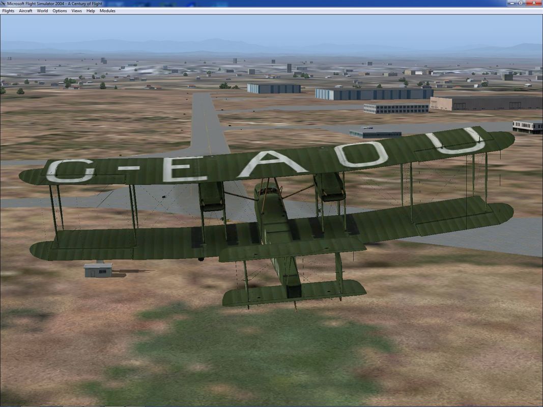 Microsoft Flight Simulator 2004: A Century of Flight (Windows) screenshot: This plane made the Vickers Vimy that made the first transatlantic crossing and the first flight from England to Australia. Here it's landing at Melbourne International.