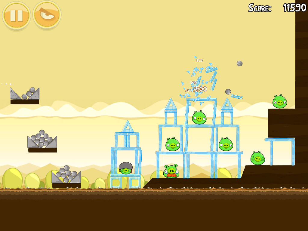 Angry Birds (iPad) screenshot: Smashing some glass