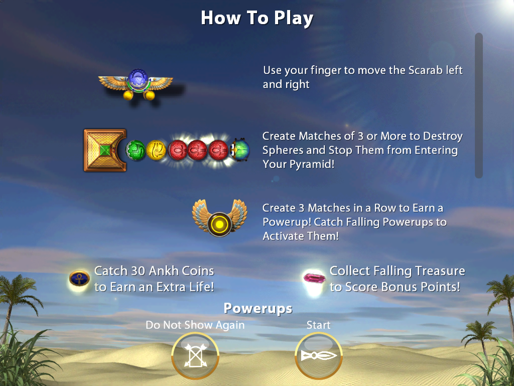 Luxor: Amun Rising (iPad) screenshot: How to play screen