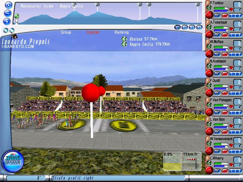 Cycling Manager (Windows) screenshot: Screen shots taken fro a demo version of the game. This is just before the start of the race.