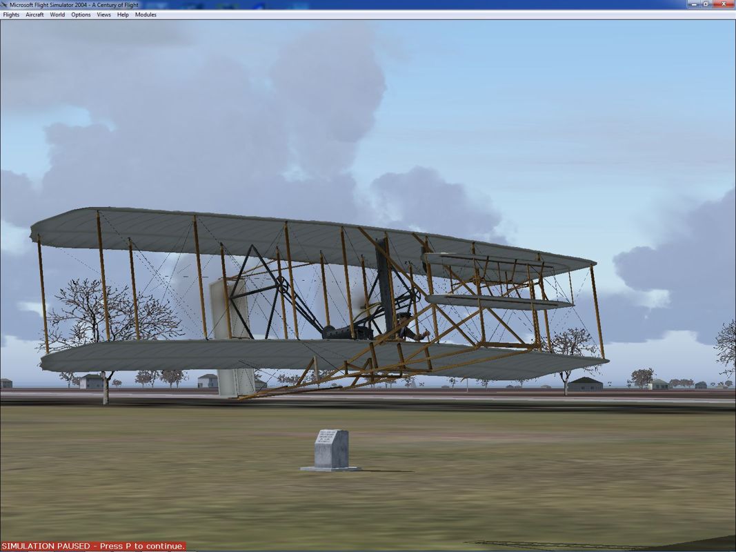 Microsoft Flight Simulator 2004: A Century of Flight (Windows) screenshot: Fittingly the final aircraft in the simulation is the one that started it all, the Wright Flyer.