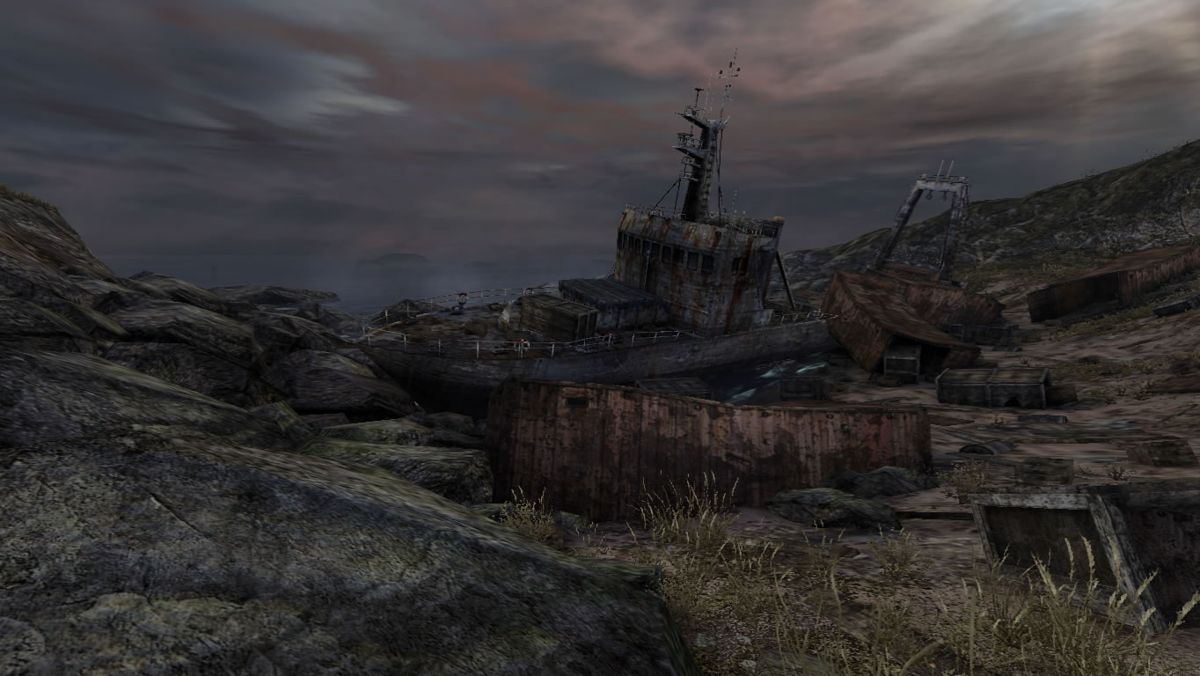 Dear Esther (Windows) screenshot: Another ship left abandoned with its cargo