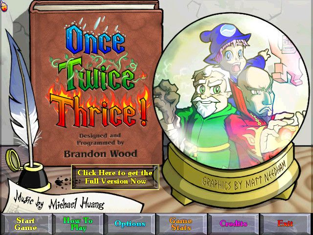 Once Twice Thrice! (Windows) screenshot: Title screen and main menu