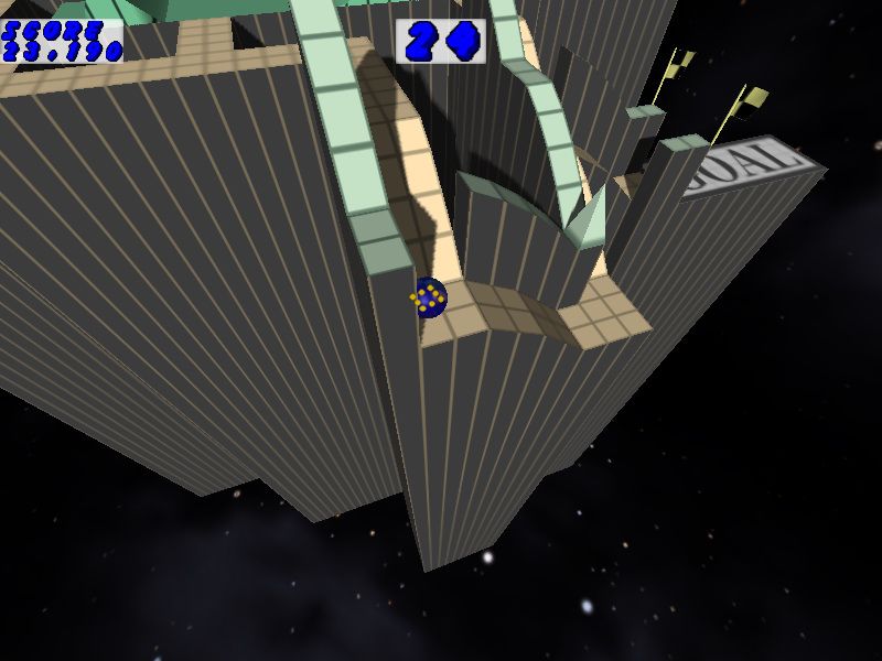 Rolling Madness 3D (Windows) screenshot: The camera may also be placed behind the ball, following it as you go.