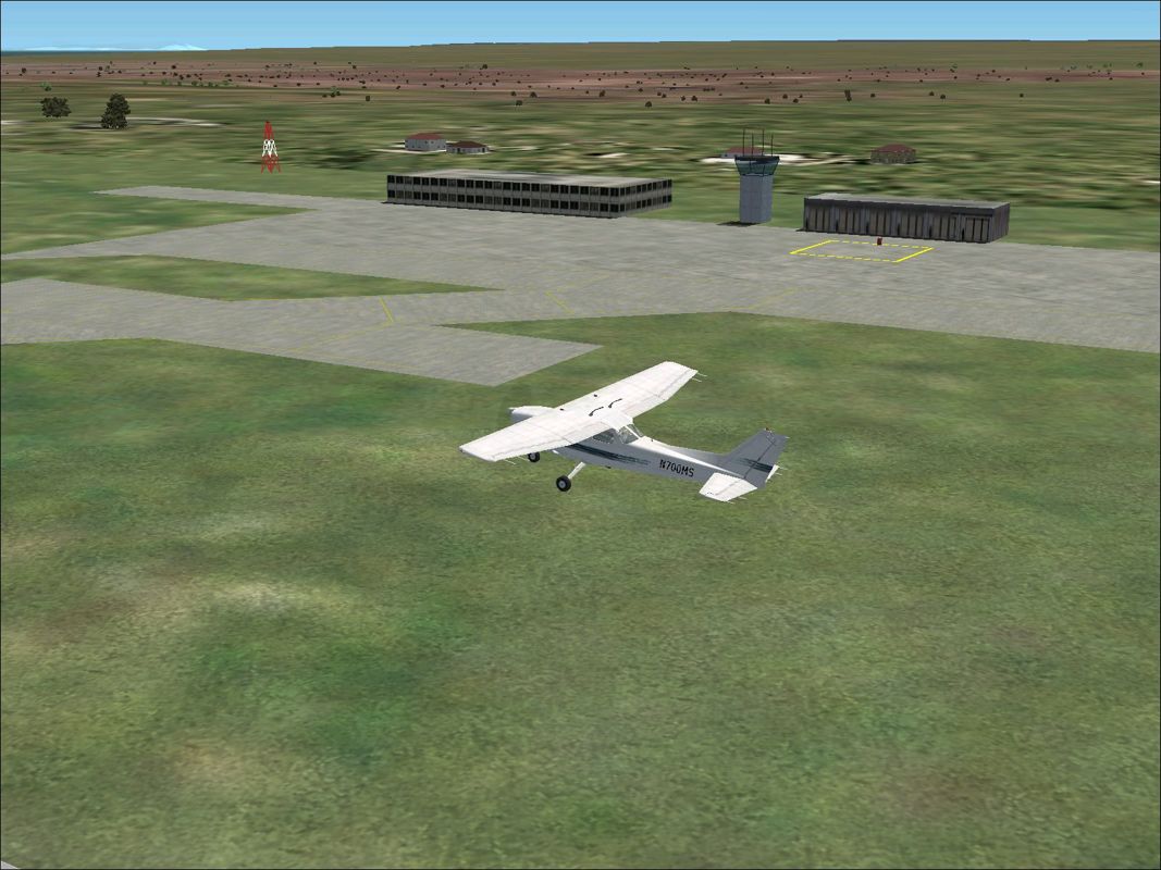 World Airports (Windows) screenshot: The Palese Macchie airport at Bari, Italy. Taking off using the default scenery.