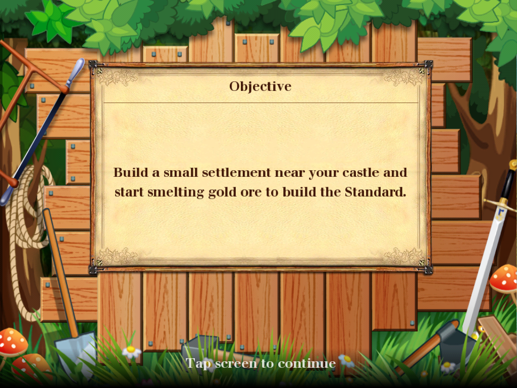 The Settlers (iPad) screenshot: The Objective of the mission.