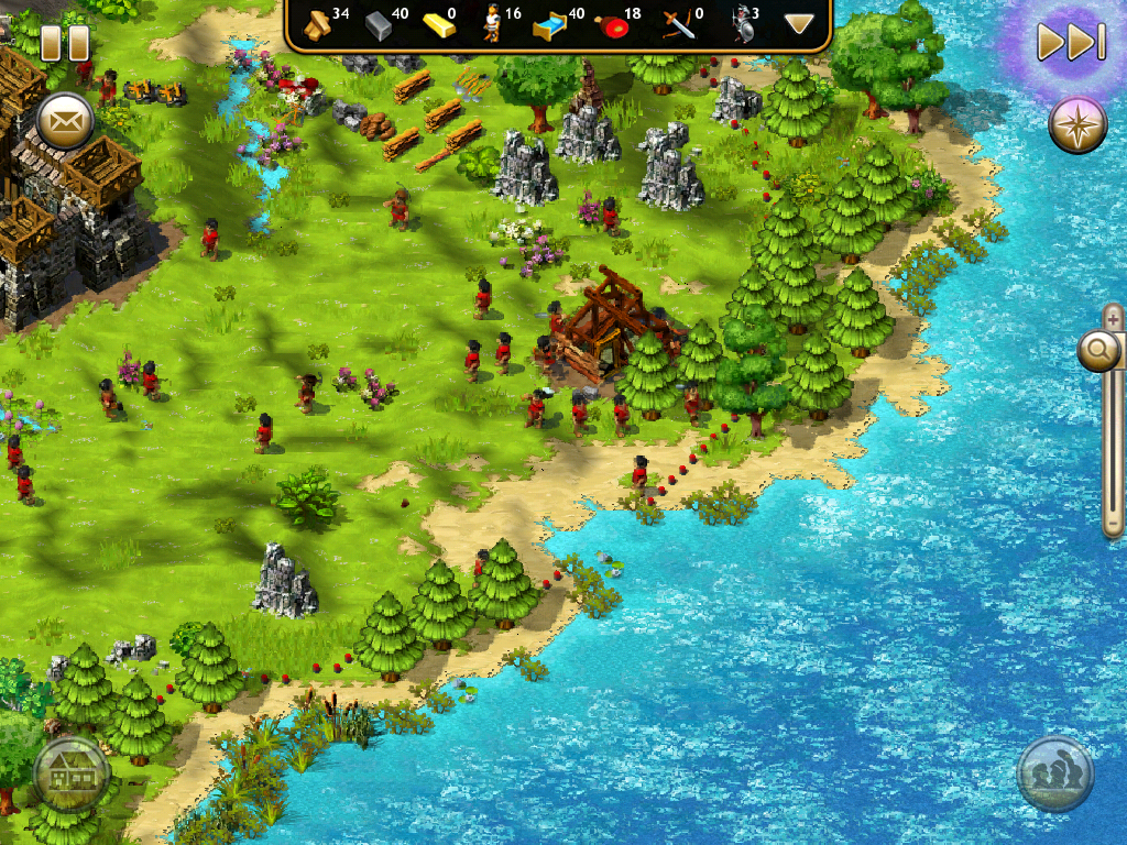 The Settlers (iPad) screenshot: Building under construction.