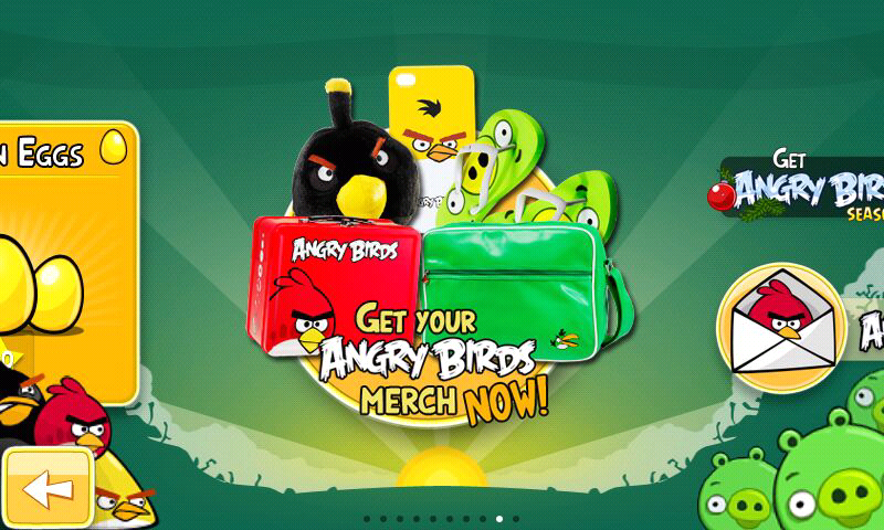 Angry Birds (Android) screenshot: More optional advertising in the menu