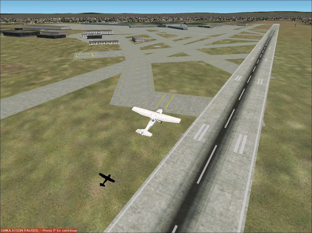 World Airports (Windows) screenshot: This is how Manchester looks in Microsoft Flight Sim 2002 using the default scenery.