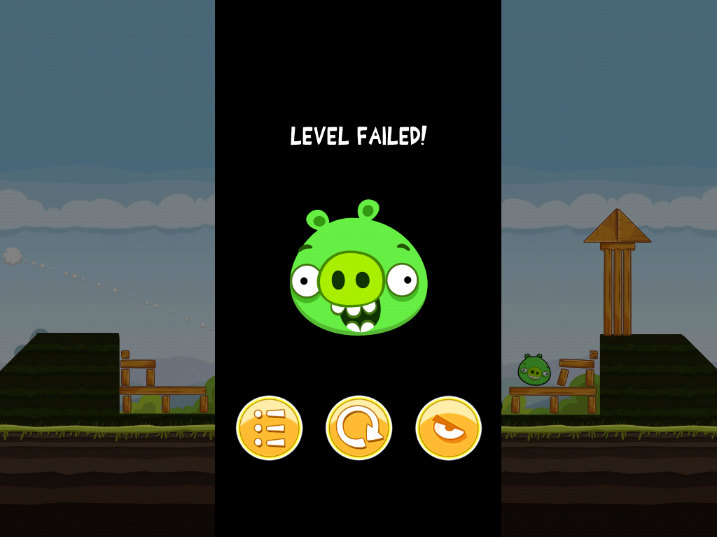 Angry Birds (iPad) screenshot: Level failed