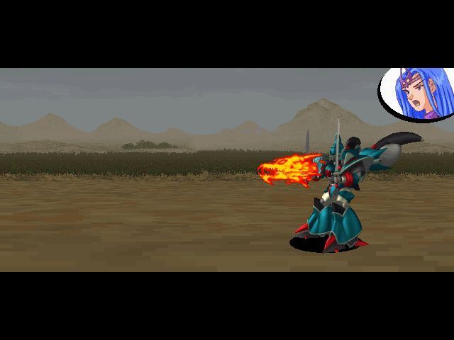 Battle of the Youstrass (Windows) screenshot: Ryuke using his fireball weapon