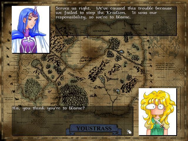 Battle of the Youstrass (Windows) screenshot: This is how Tia expresses surprise