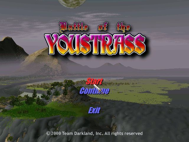 Battle of the Youstrass (Windows) screenshot: The game's main menu