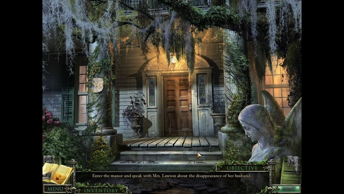 Mystery Case Files: 13th Skull (Collector's Edition) (Macintosh) screenshot: Mystery Case Files: 13th Skull Macintosh House entrance House entrance