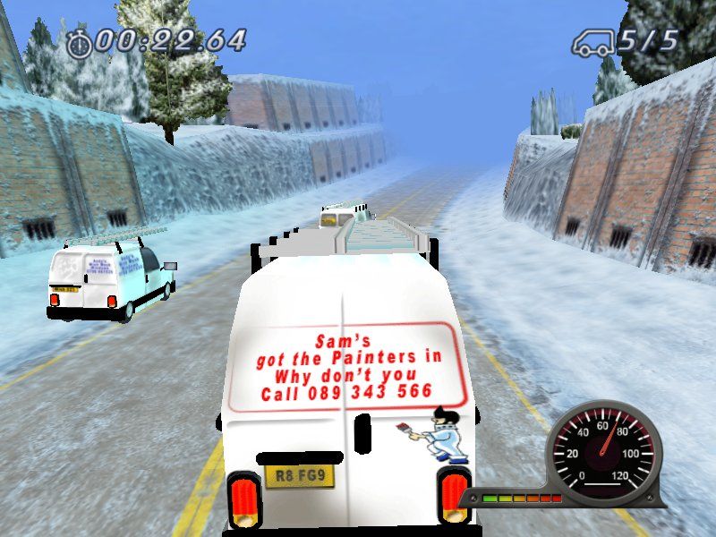 White Van Racer (Windows) screenshot: Another racing scene from one of the Mountain Pass stages.