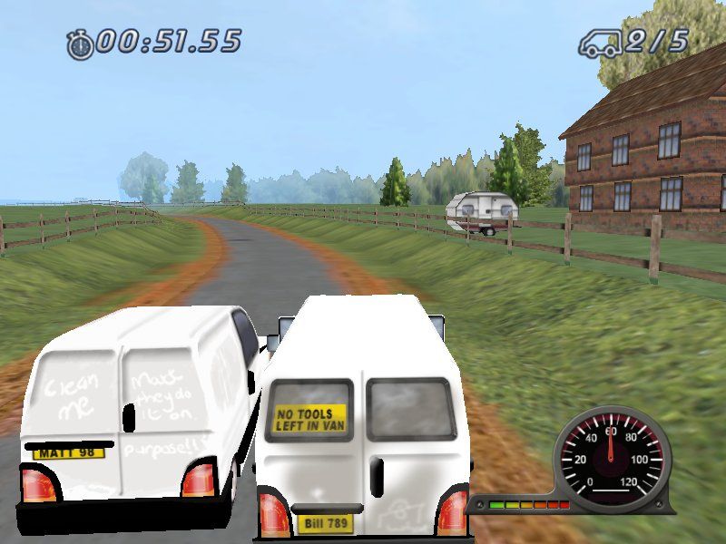 White Van Racer (Windows) screenshot: Head-to-head racing.