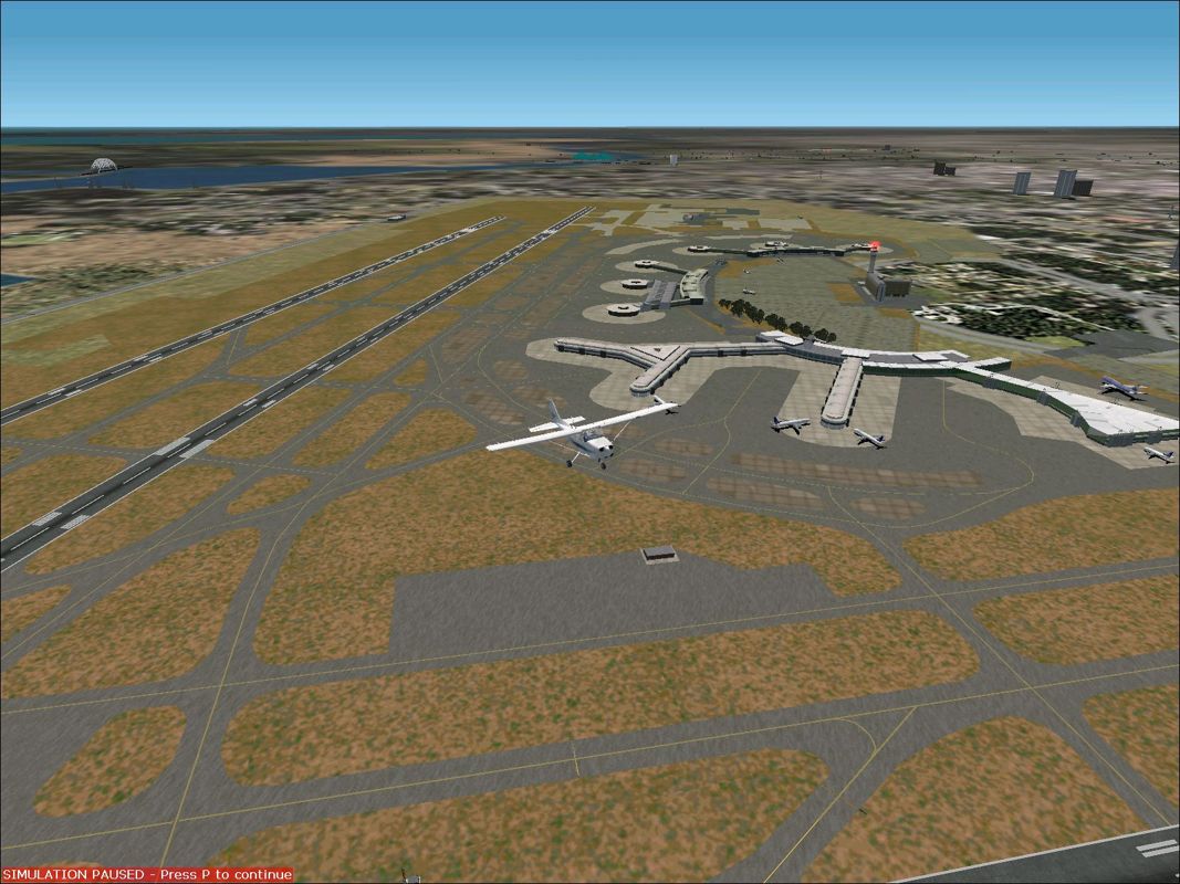 World Airports (Windows) screenshot: This is Newark International, USA, using the newly installed scenery.