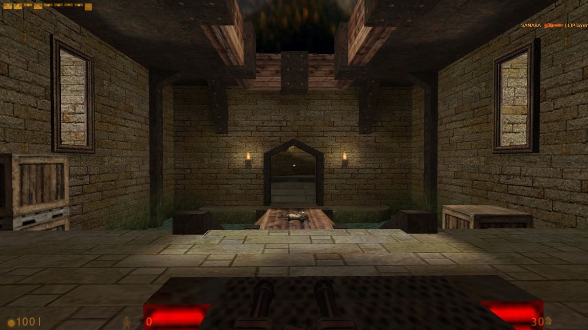 Deathmatch Classic (Windows) screenshot: This map is directly modelled after one of the early Single Player stages from Quake