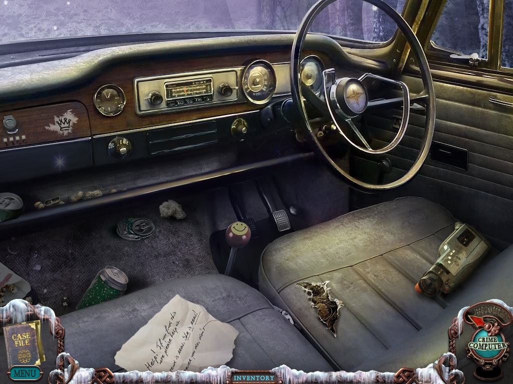 Mystery Case Files: Dire Grove (Collector's Edition) (iPad) screenshot: Inside the abandoned car