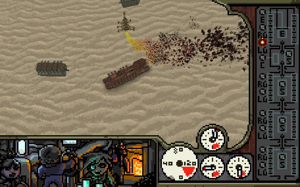 The Humble Bundle Mojam (Browser) screenshot: The Broadside Express: Trying to get a shot off this scorpion.