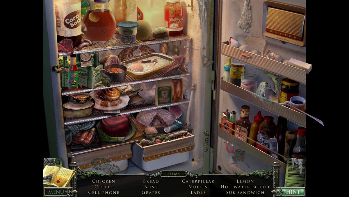Mystery Case Files: 13th Skull (Collector's Edition) (Macintosh) screenshot: Kitchen Fridge - objects