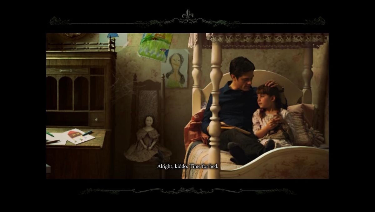 Mystery Case Files: 13th Skull (Collector's Edition) (Macintosh) screenshot: Intro - father reading to his daughter