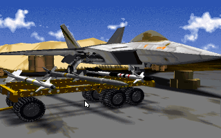 Strike Commander: Tactical Operations (DOS) screenshot: Ready to go in for action? First load your weapon to your plane!