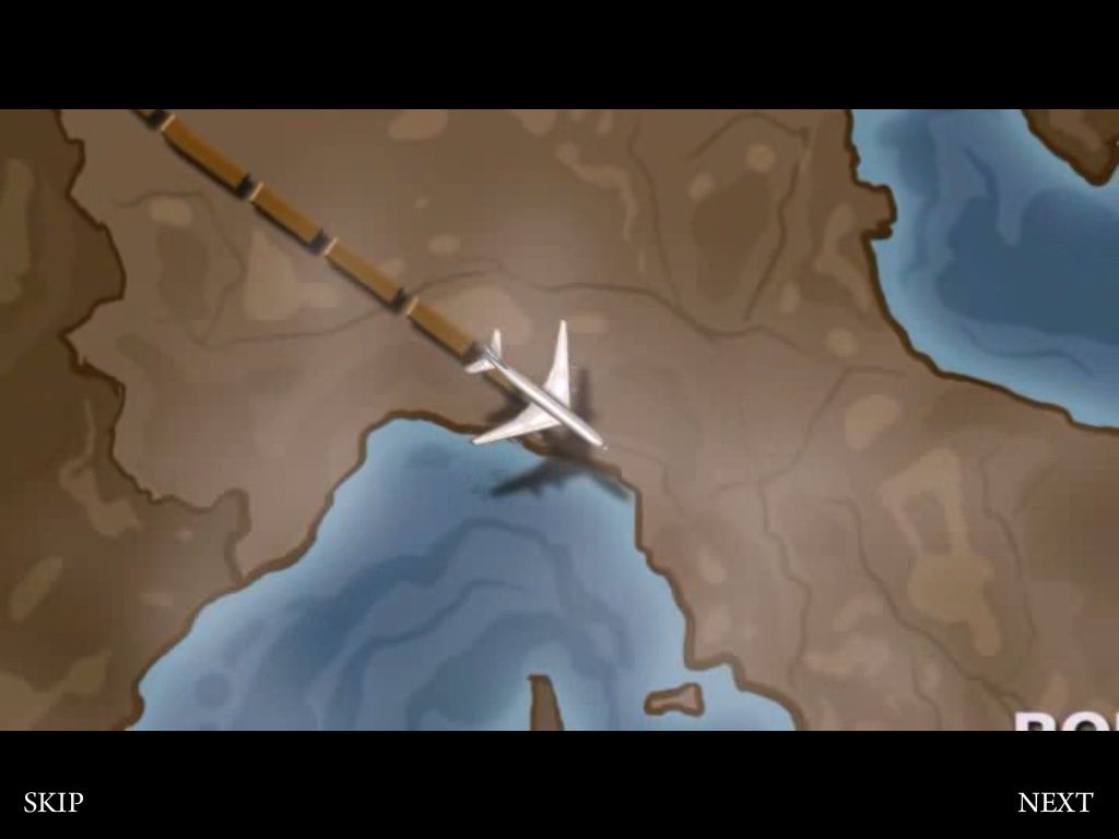 Rhianna Ford & The Da Vinci Letter (iPad) screenshot: Cutscene flight to Rome