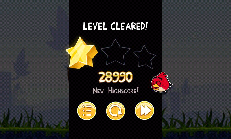Angry Birds (Android) screenshot: Level cleared