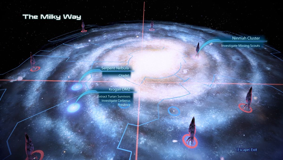 Mass Effect 3 (Windows) screenshot: Galaxy Map navigation